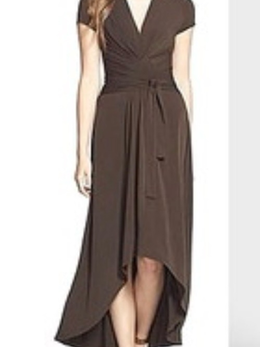 Michael Kors Brown V-Neck Wrap High-Low Dress